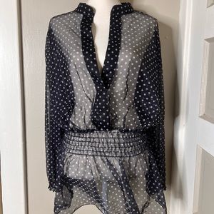 Ashley Stewart women’s smocked polka dot blouse